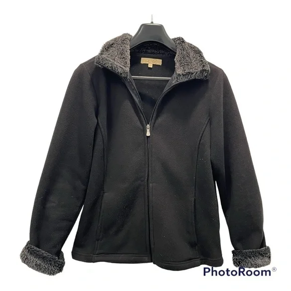 au Lieu thick black fleece with faux fur trim - Picture 1 of 9